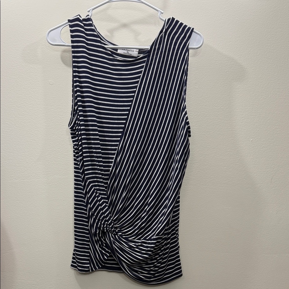 Zenana Outfitters Black and White Twist Tank Top